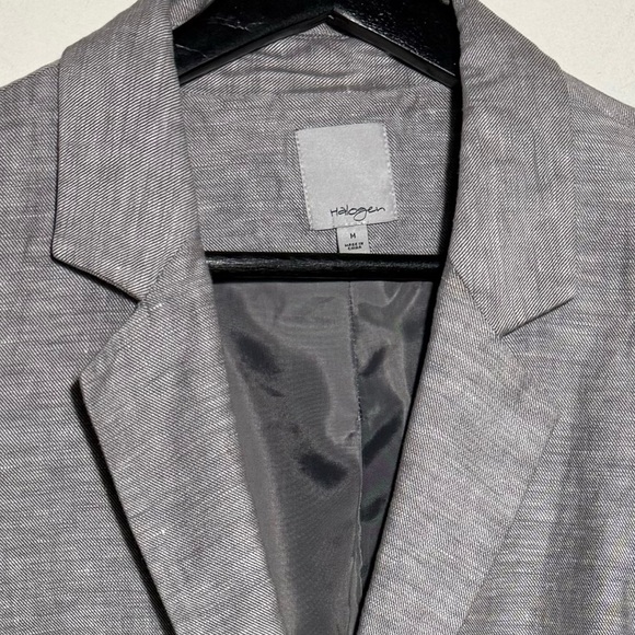 Halogen grey Cotton Linen Blazer Jacket Size Medium - Picture 10 of 10